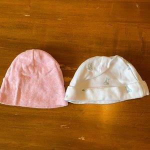 Two newborn baby hats